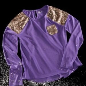 Size L Epic Threads Sequin Purple Long Sleeve Top